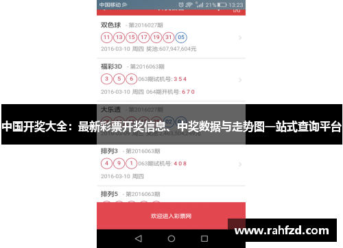 中国开奖大全：最新彩票开奖信息、中奖数据与走势图一站式查询平台